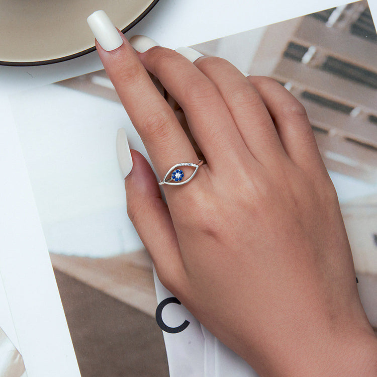 Anello regolabile in argento Sterling S925 con malocchio Olivenorma