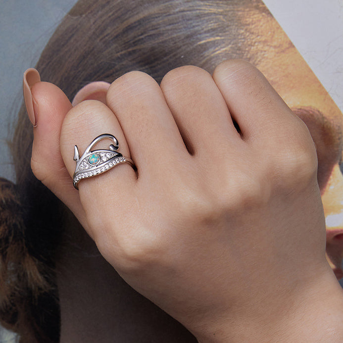 Anello Olivenorma in argento Sterling S925 con occhio di Horus