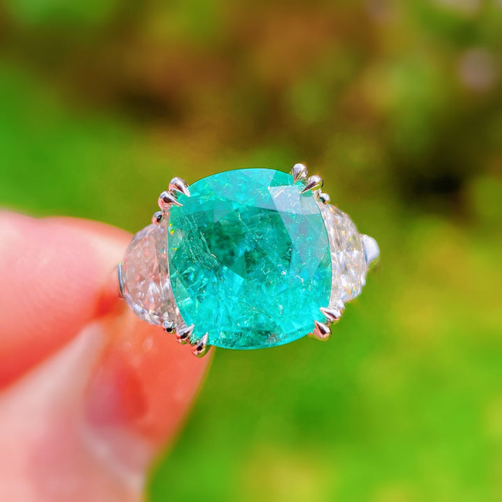 Olivenorma Anello regolabile grande quadrato in tormalina Paraiba