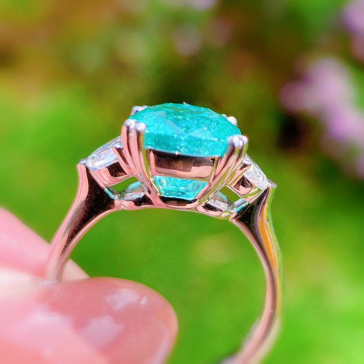 Olivenorma Anello regolabile grande quadrato in tormalina Paraiba