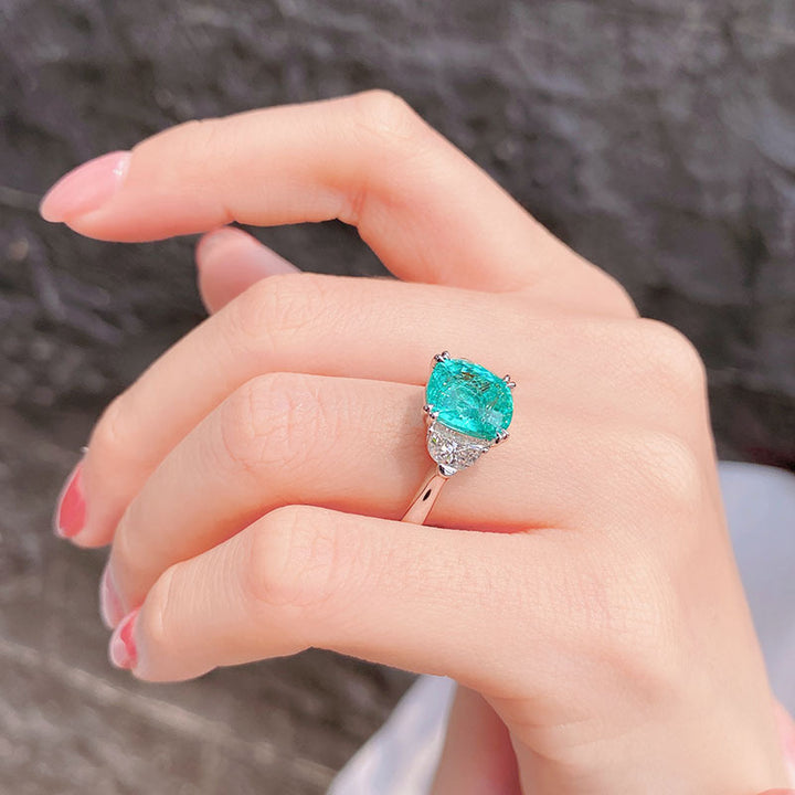 Olivenorma Anello regolabile grande quadrato in tormalina Paraiba