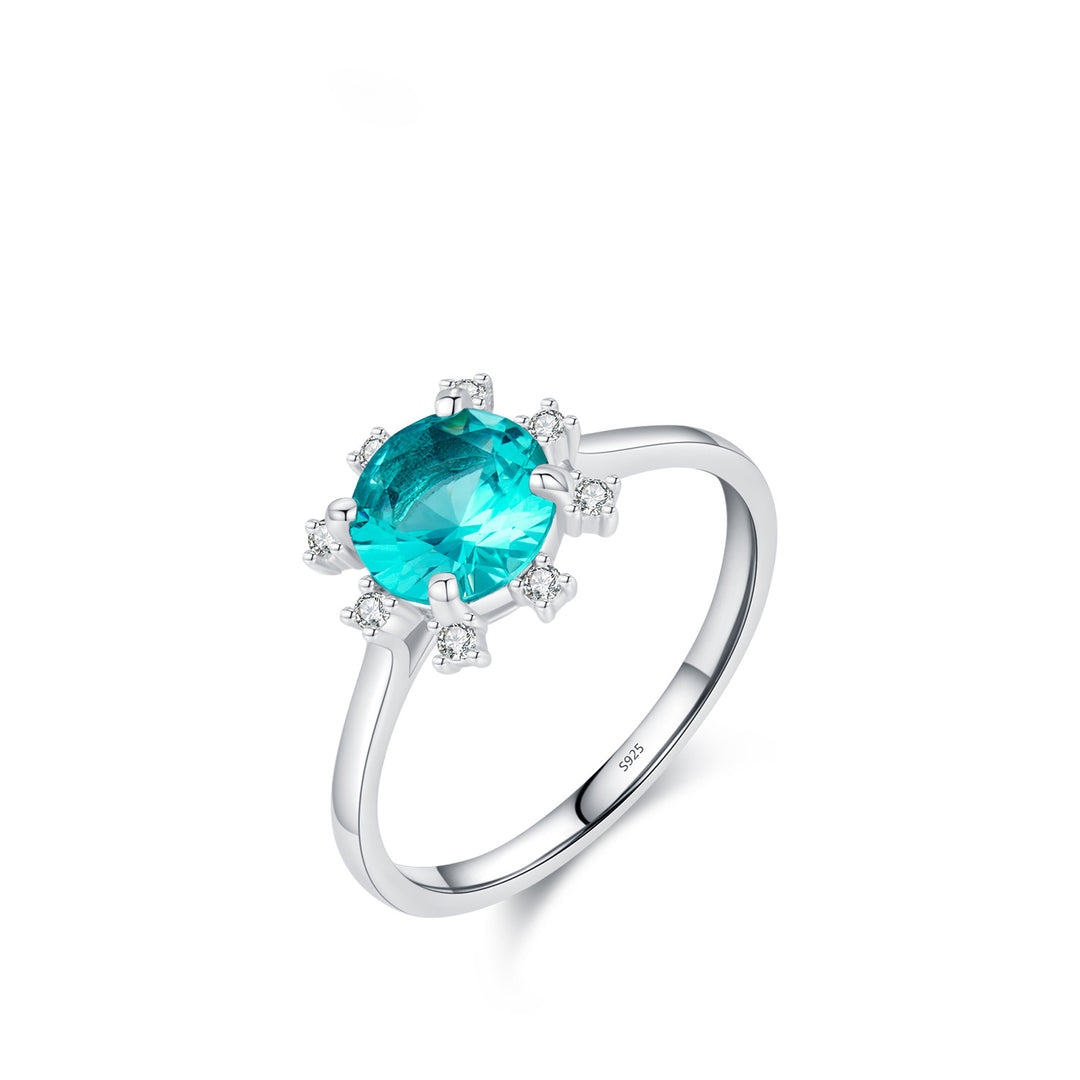 Anello girasole in argento sterling S925 con tormalina Paraiba Olivenorma