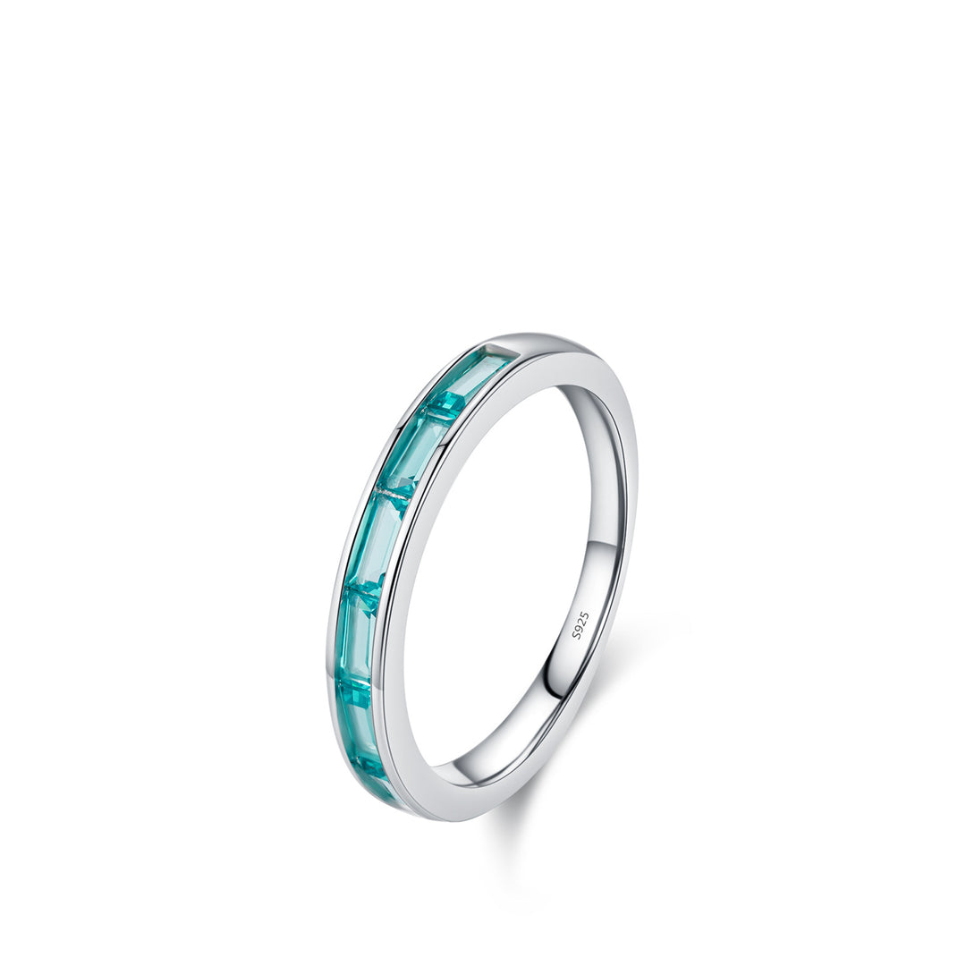 Anello girasole in argento sterling S925 con tormalina Paraiba Olivenorma