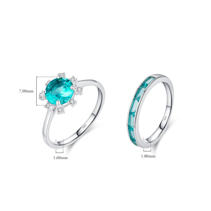 Anello girasole in argento sterling S925 con tormalina Paraiba Olivenorma