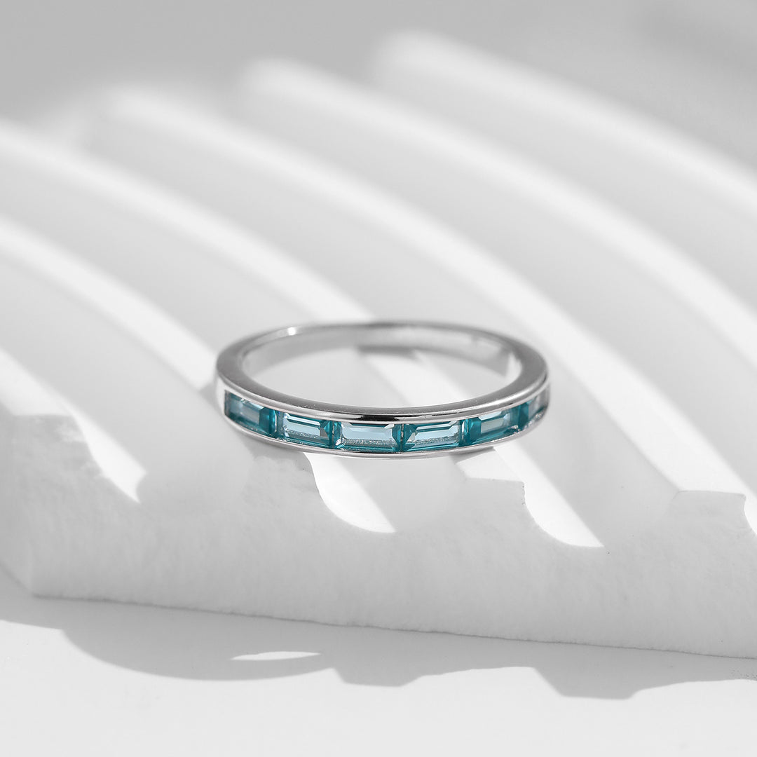 Anello girasole in argento sterling S925 con tormalina Paraiba Olivenorma - Fila di perforazione - Taglia UK S (US 9) - image 6
