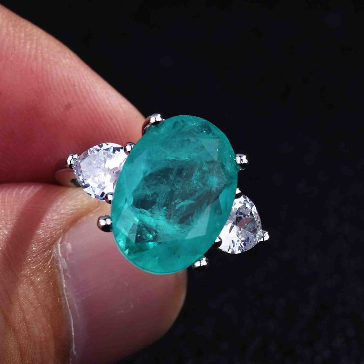 Olivenorma Anello regolabile con diamanti simulati e tormalina Paraiba 