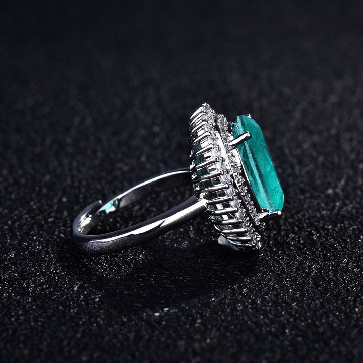 Olivenorma Anello regolabile con diamanti simulati e tormalina Paraiba 