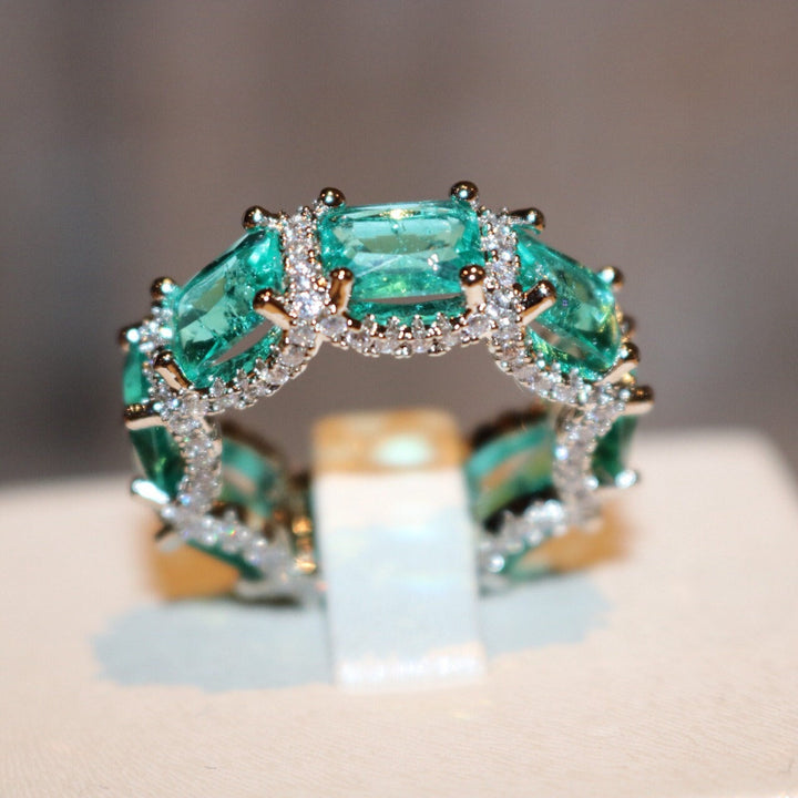 Anello Olivenorma Tormalina Paraiba Blu Oceano Full Eternity 