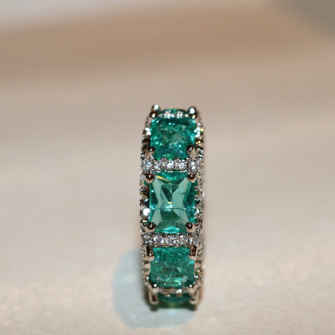 Anello Olivenorma Tormalina Paraiba Blu Oceano Full Eternity 