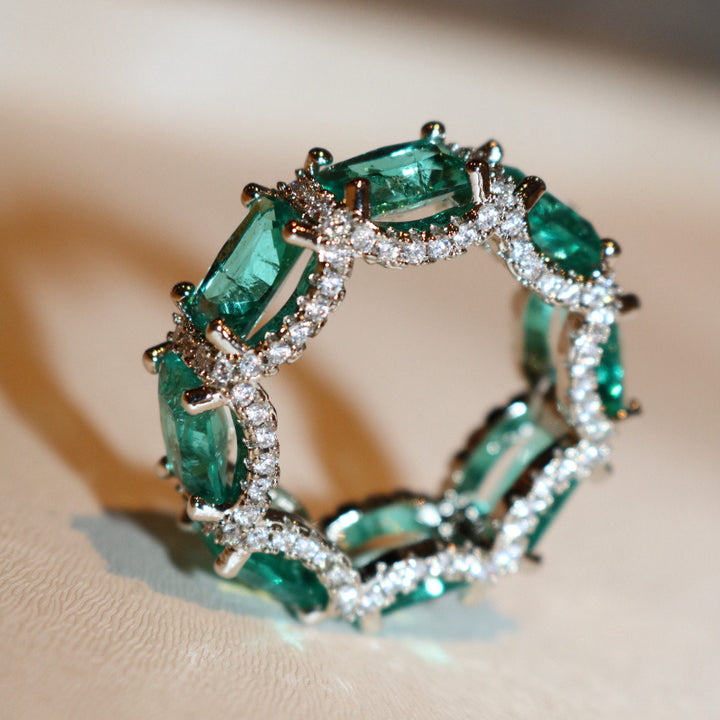 Anello Olivenorma Tormalina Paraiba Blu Oceano Full Eternity 