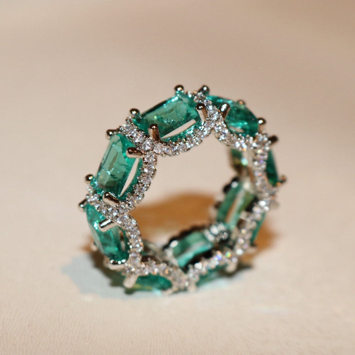 Anello Olivenorma Tormalina Paraiba Blu Oceano Full Eternity 