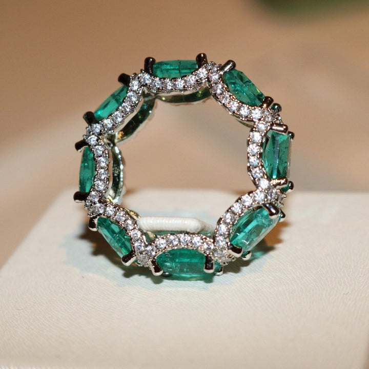 Anello Olivenorma Tormalina Paraiba Blu Oceano Full Eternity 