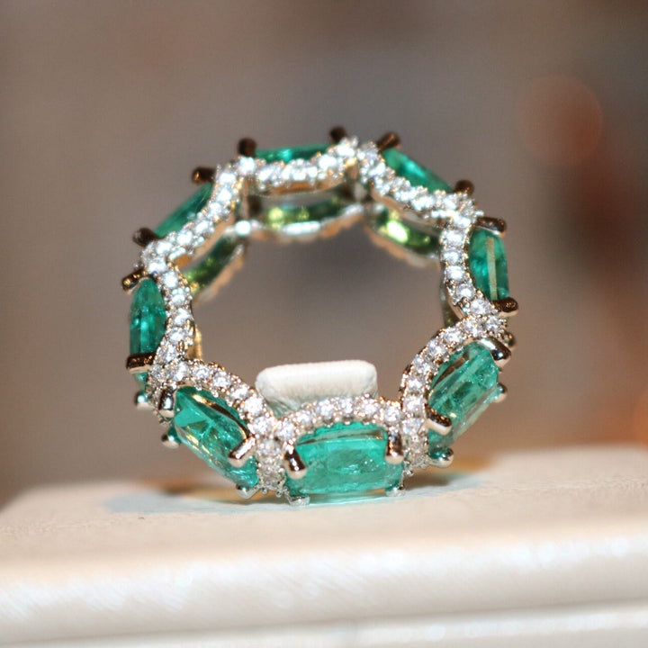 Anello Olivenorma Tormalina Paraiba Blu Oceano Full Eternity 