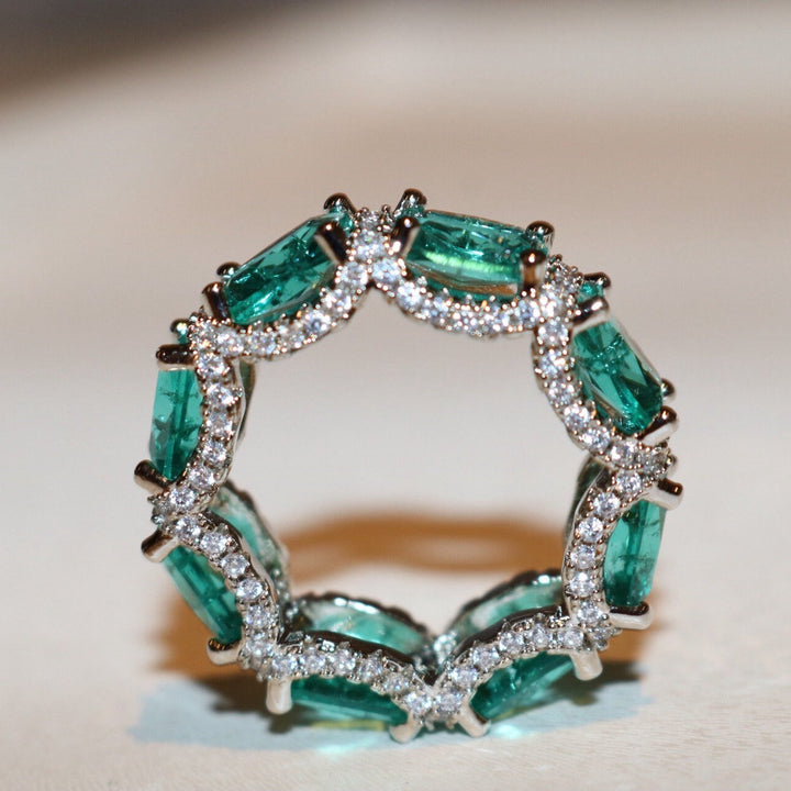 Anello Olivenorma Tormalina Paraiba Blu Oceano Full Eternity 