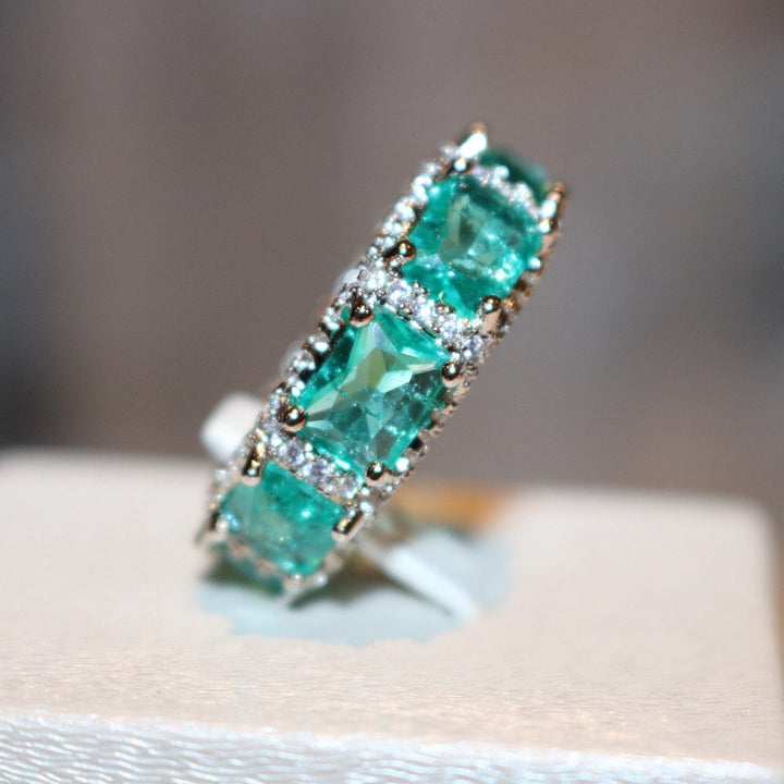 Anello Olivenorma Tormalina Paraiba Blu Oceano Full Eternity 