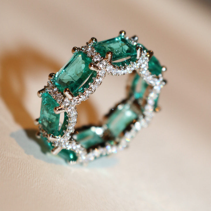 Anello Olivenorma Tormalina Paraiba Blu Oceano Full Eternity 