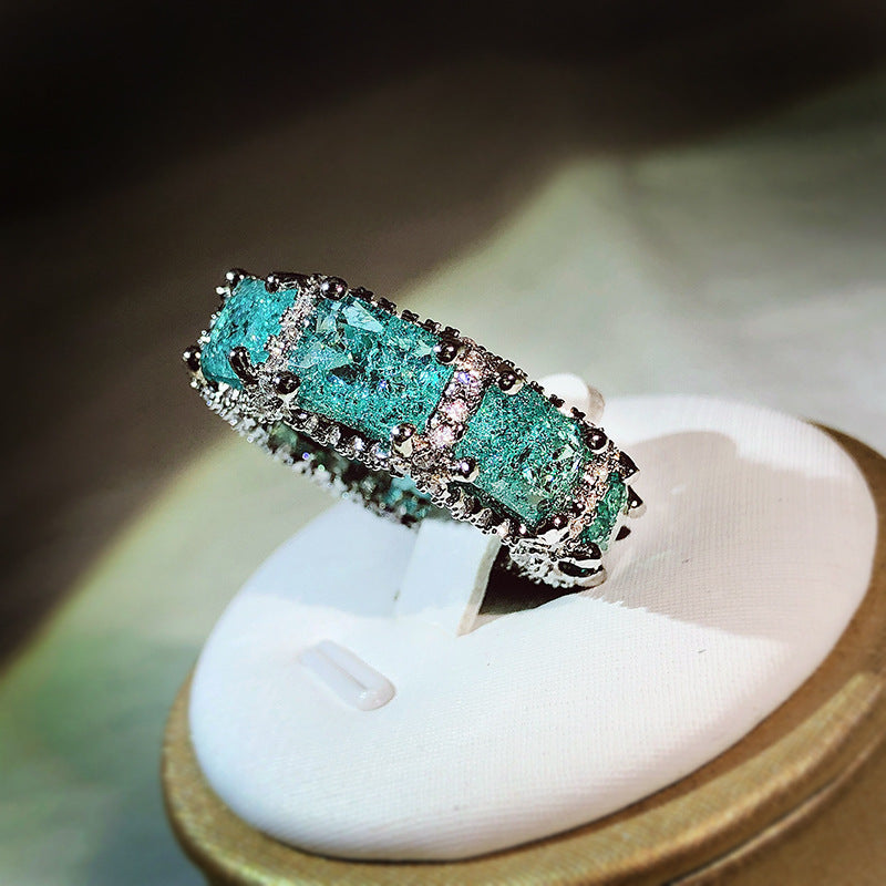 Anello Olivenorma Tormalina Paraiba Blu Oceano Full Eternity 
