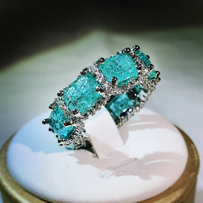 Anello Olivenorma Tormalina Paraiba Blu Oceano Full Eternity 