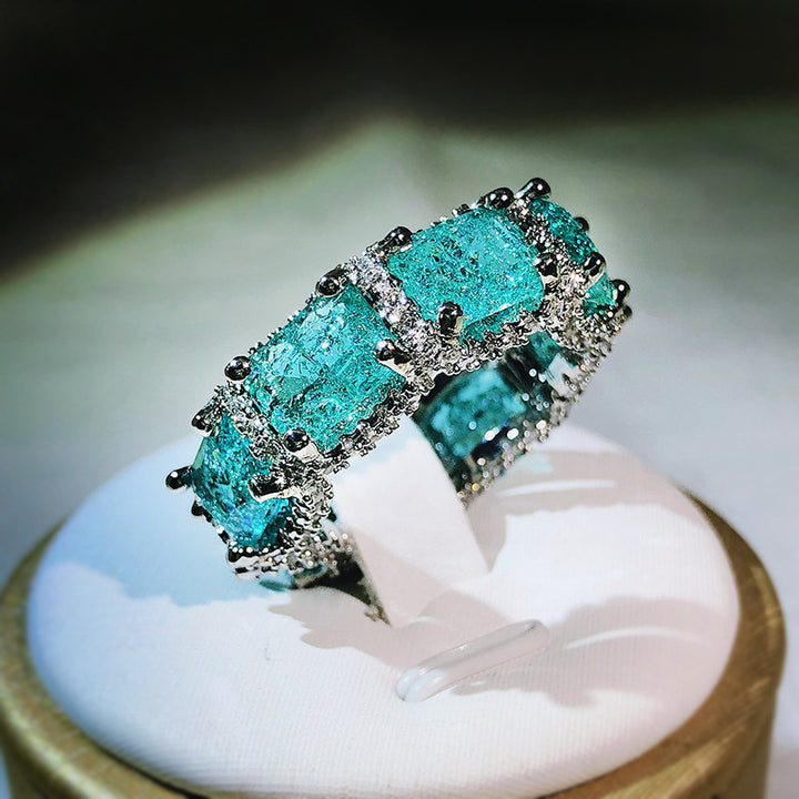 Anello Olivenorma Tormalina Paraiba Blu Oceano Full Eternity 