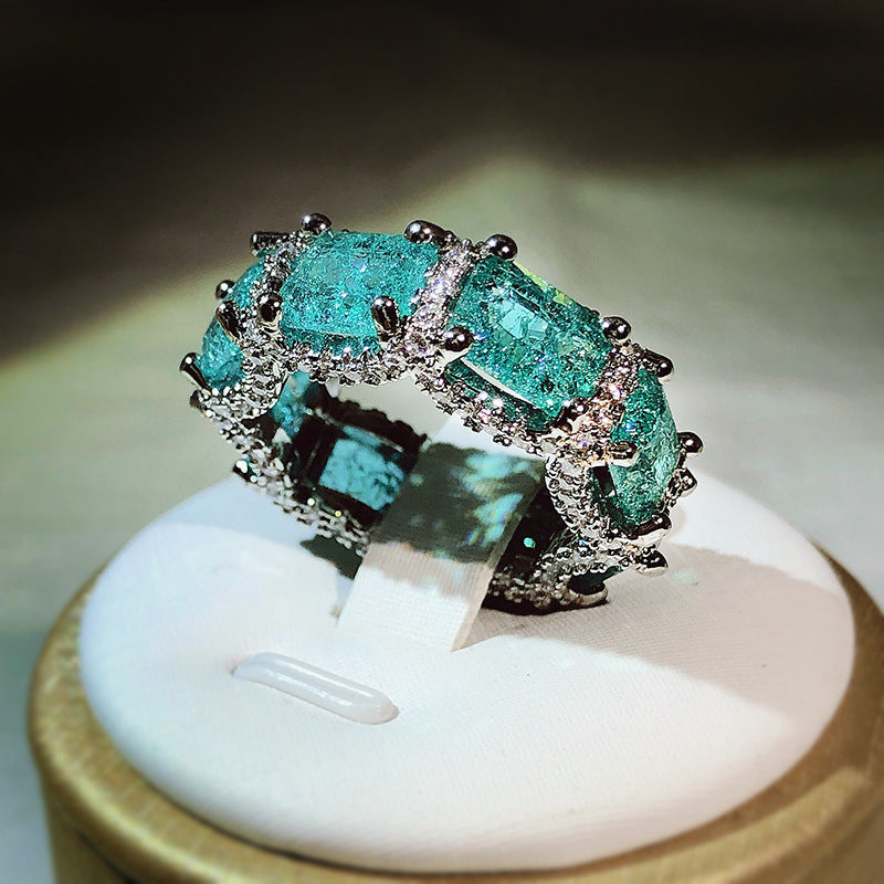 Anello Olivenorma Tormalina Paraiba Blu Oceano Full Eternity 