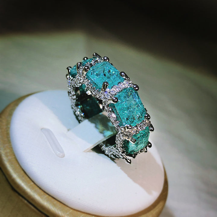 Anello Olivenorma Tormalina Paraiba Blu Oceano Full Eternity 