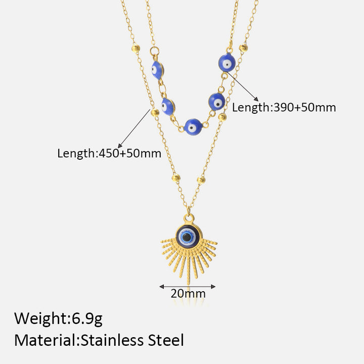 Collana a doppio strato con malocchio blu Olivenorma 