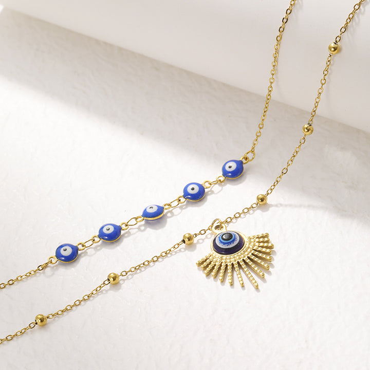 Collana a doppio strato con malocchio blu Olivenorma 
