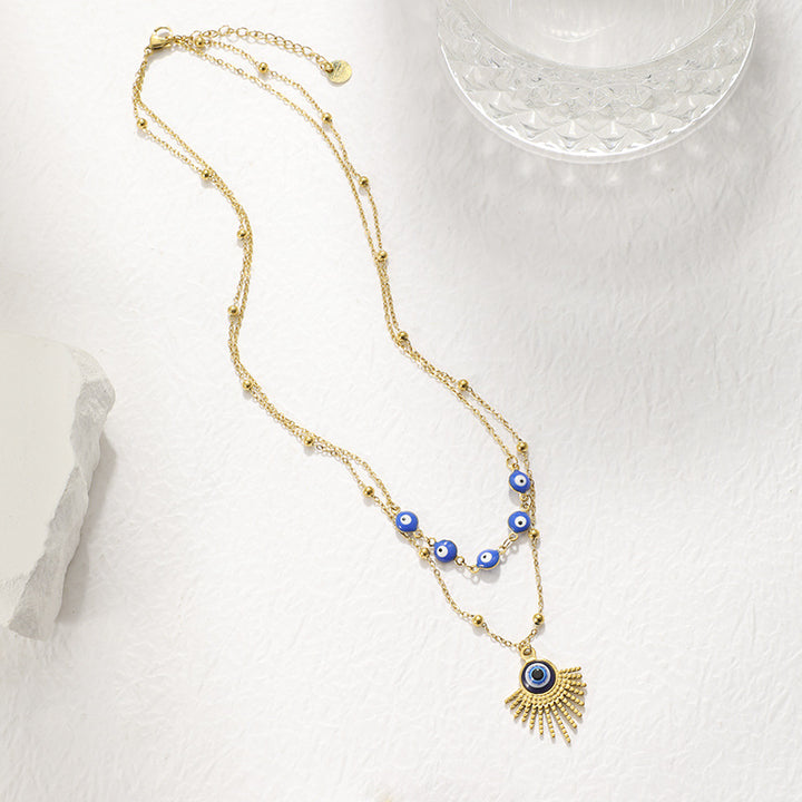 Collana a doppio strato con malocchio blu Olivenorma 