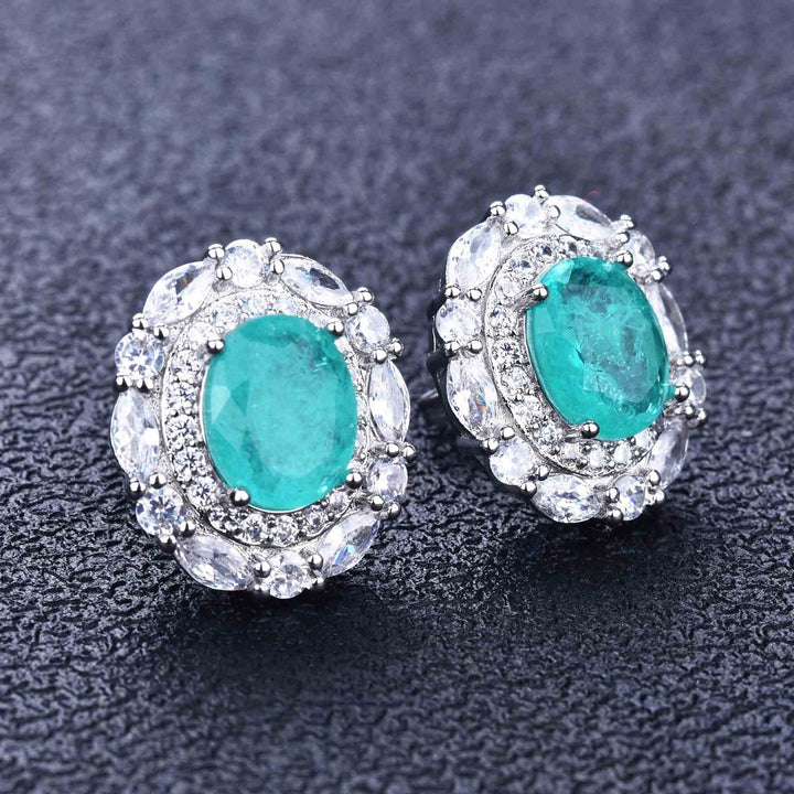 Set di gioielli con tormalina Paraiba e fiori Olivenorma 