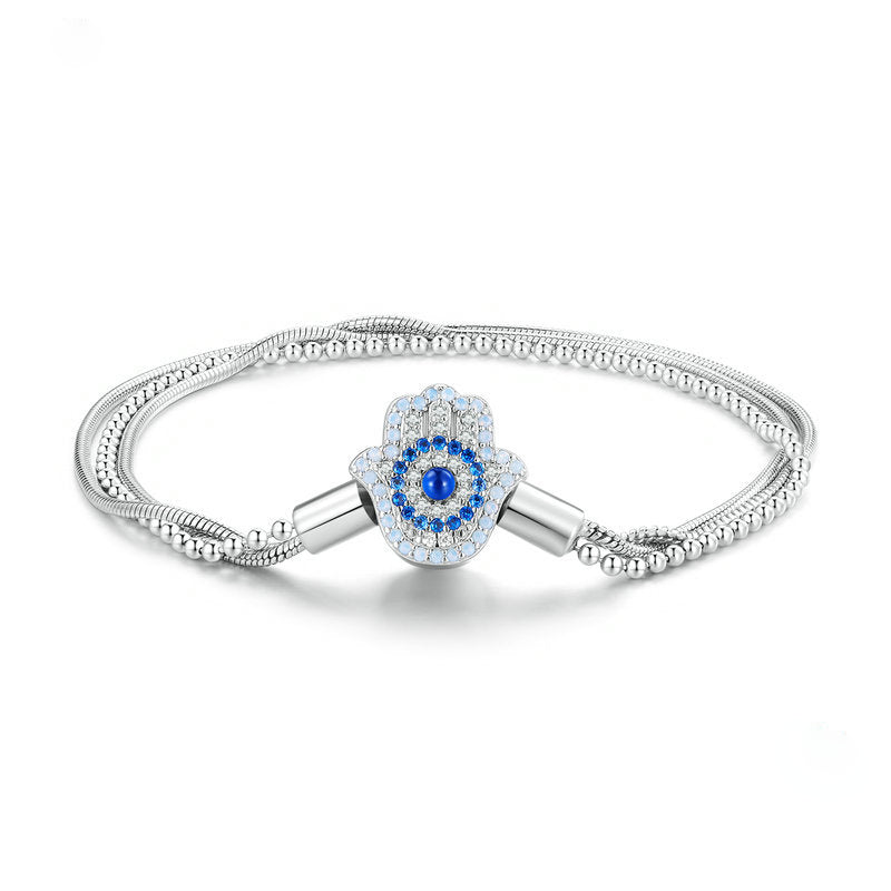 Olivenorma Sterling Silver S925 Hamsa Evil Eye Bracciale