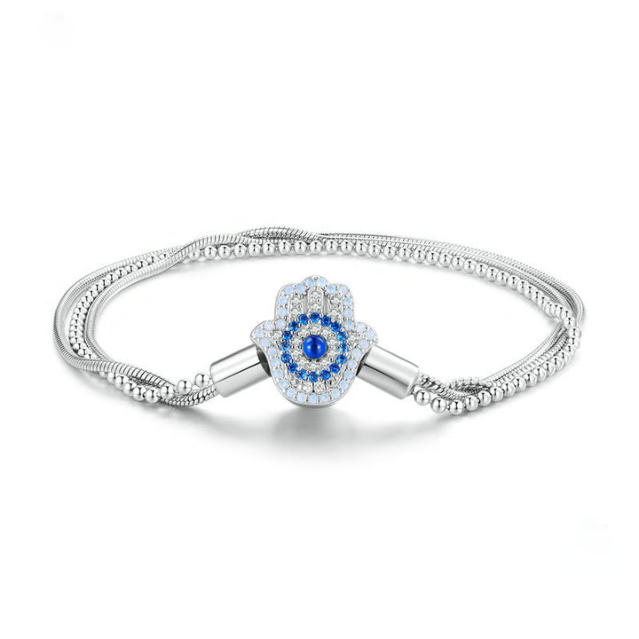 Olivenorma Sterling Silver S925 Hamsa Evil Eye Bracciale