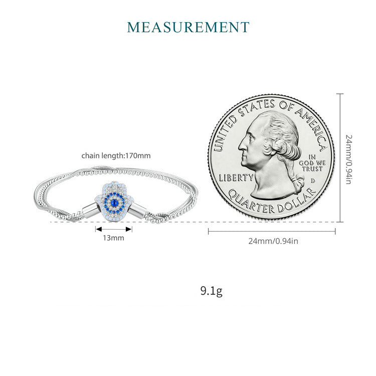 Olivenorma Sterling Silver S925 Hamsa Evil Eye Bracciale