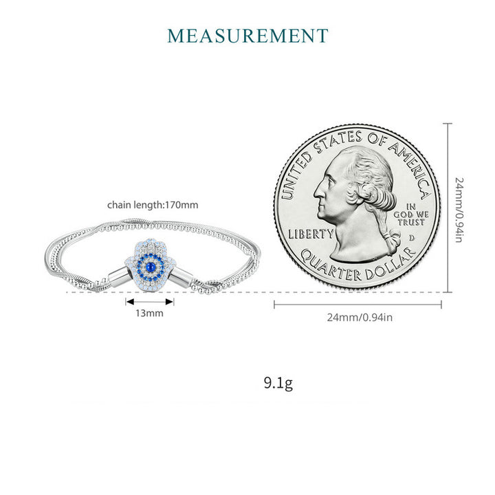 Olivenorma Sterling Silver S925 Hamsa Evil Eye Bracciale