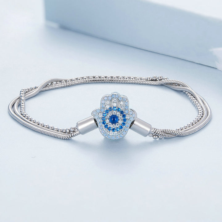 Olivenorma Sterling Silver S925 Hamsa Evil Eye Bracciale