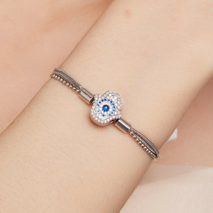 Olivenorma Sterling Silver S925 Hamsa Evil Eye Bracciale