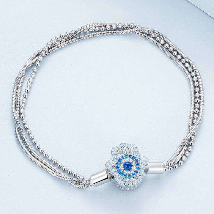 Olivenorma Sterling Silver S925 Hamsa Evil Eye Bracciale