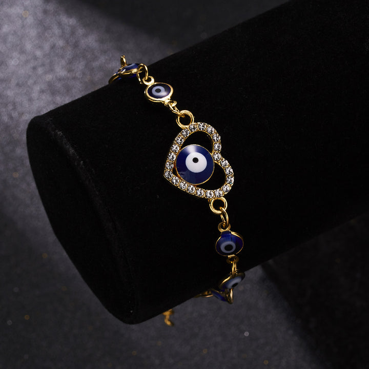 Bracciale Olivenorma Alloy Evil Eye a doppio strato con diamanti pieni 