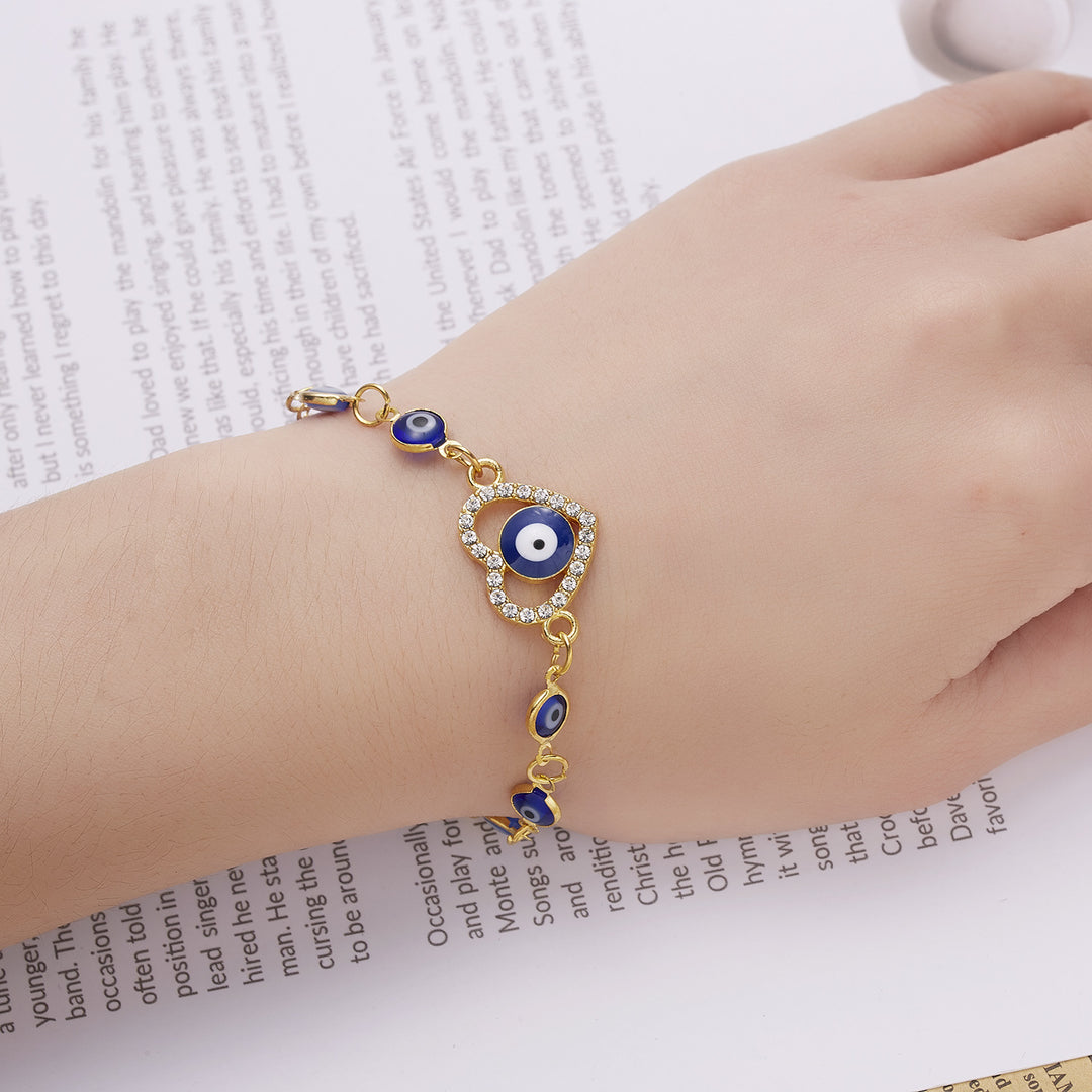 Bracciale Olivenorma Alloy Evil Eye a doppio strato con diamanti pieni 