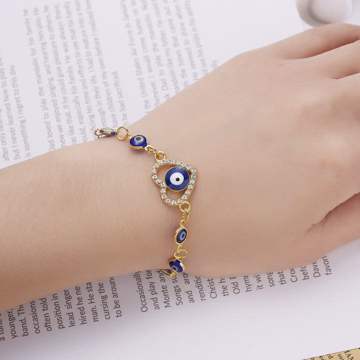 Bracciale Olivenorma Alloy Evil Eye a doppio strato con diamanti pieni 