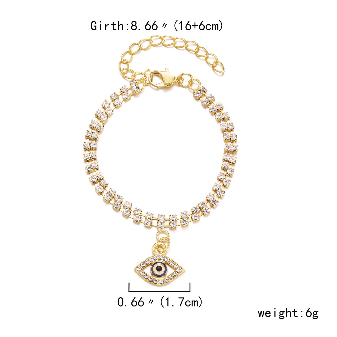 Bracciale Olivenorma Alloy Evil Eye a doppio strato con diamanti pieni 