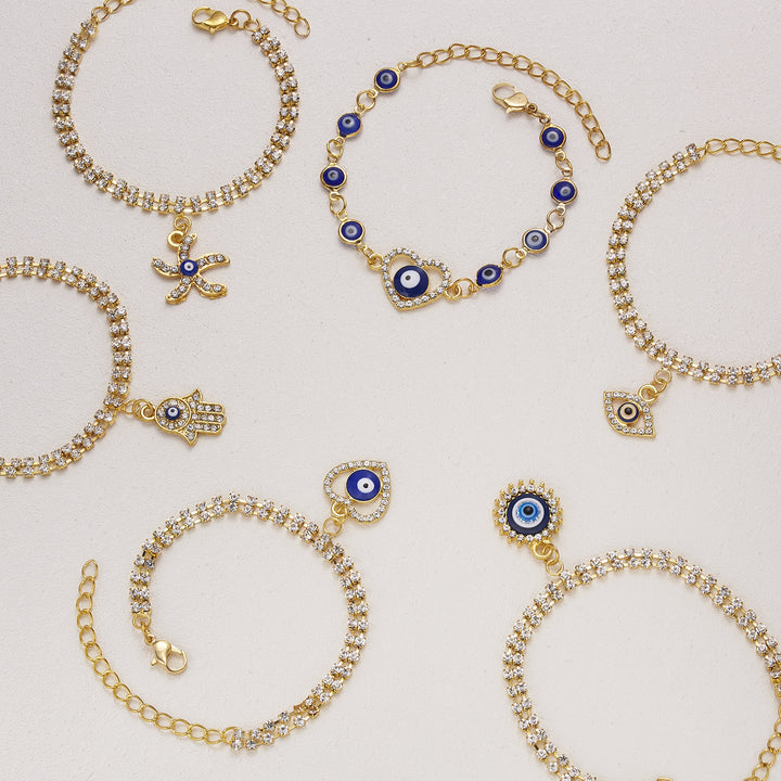 Bracciale Olivenorma Alloy Evil Eye a doppio strato con diamanti pieni 