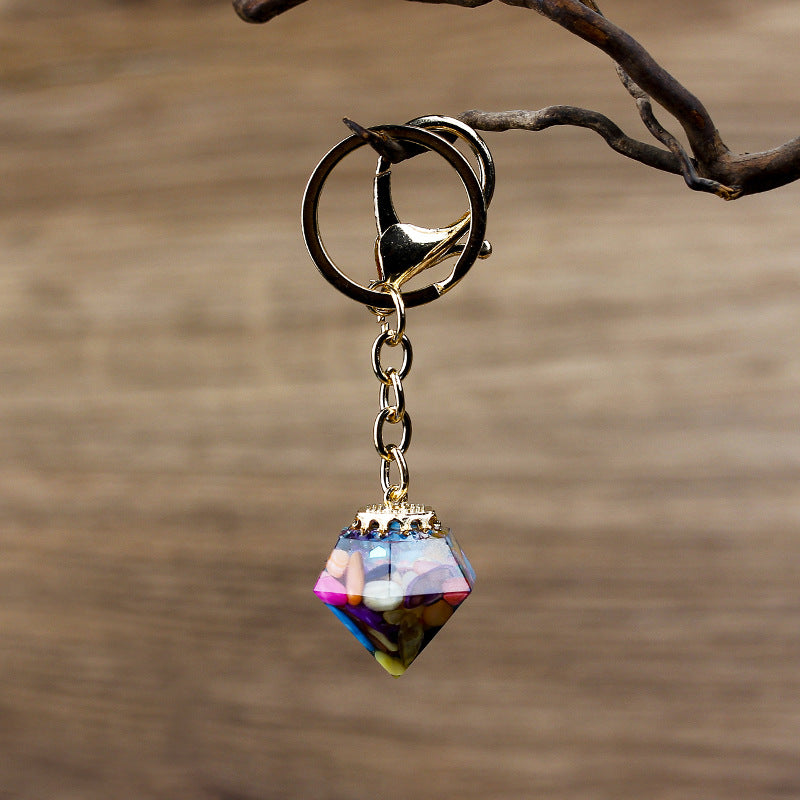 Olivenorma Portachiavi in ​​Ghiaia di Cristallo Naturale Orgone