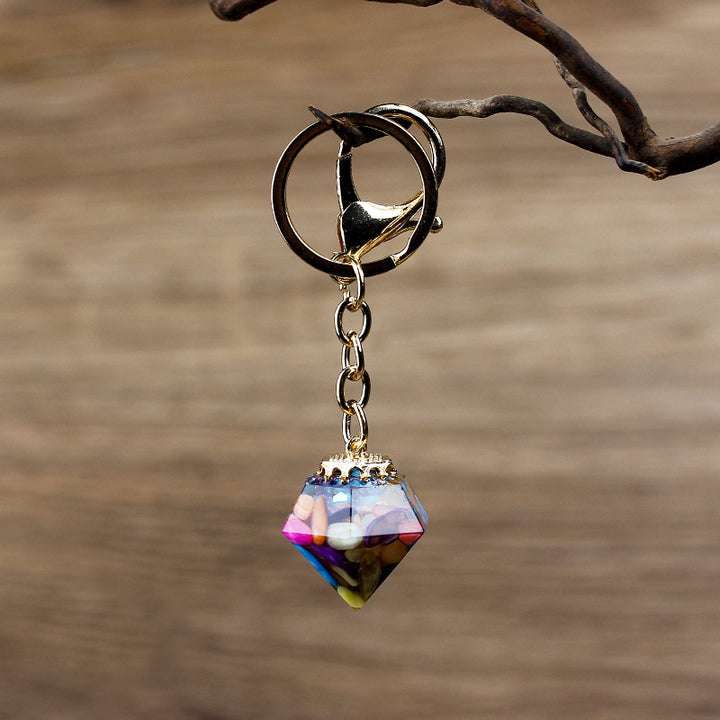 Olivenorma Portachiavi in ​​Ghiaia di Cristallo Naturale Orgone