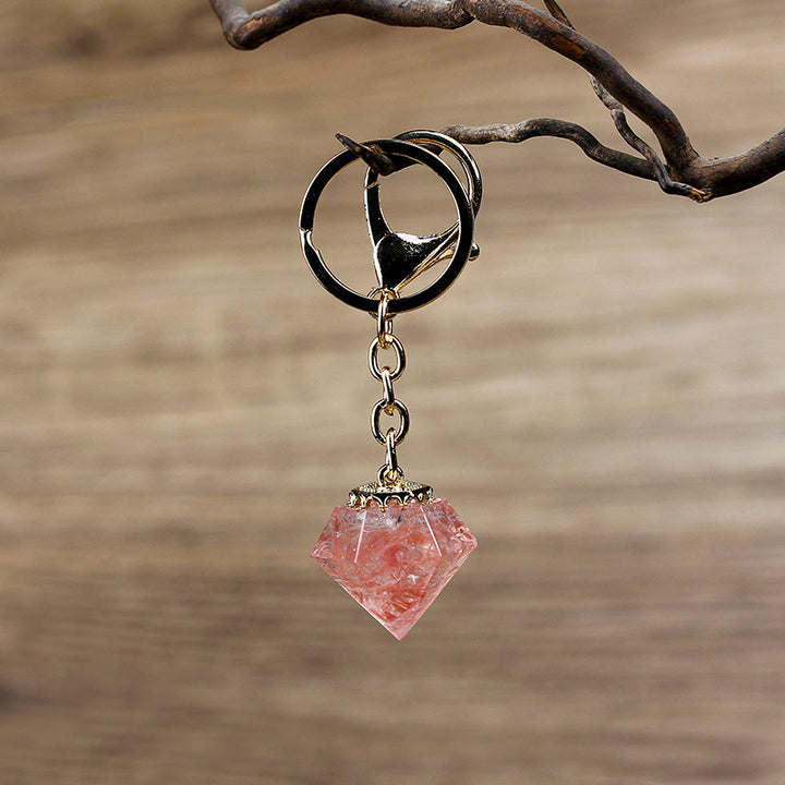 Olivenorma Portachiavi in ​​Ghiaia di Cristallo Naturale Orgone