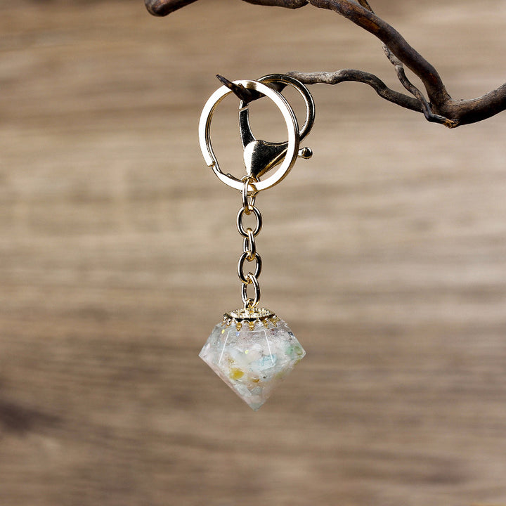 Olivenorma Portachiavi in ​​Ghiaia di Cristallo Naturale Orgone