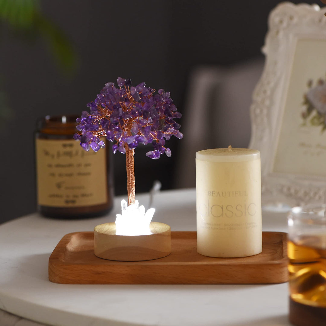 Lampada ad albero Feng Shui in cristallo di ametista Olivenorma - image 1