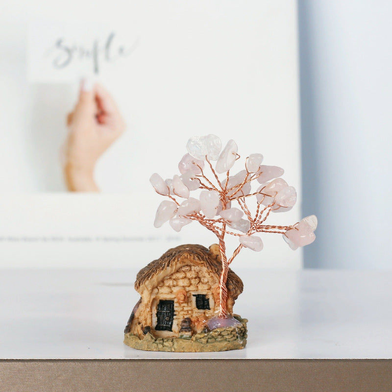 Olivenorma Mini Casa Antica Cristallo Ghiaia Ornamenti Feng Shui Albero 