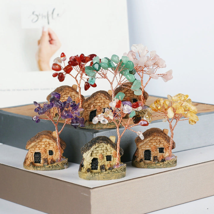 Olivenorma Mini Casa Antica Cristallo Ghiaia Ornamenti Feng Shui Albero 