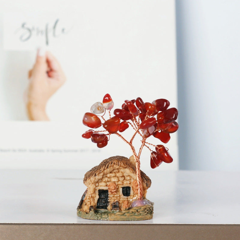 Olivenorma Mini Casa Antica Cristallo Ghiaia Ornamenti Feng Shui Albero 