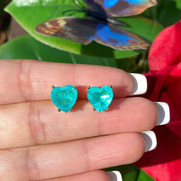 Collana e orecchini con tormalina Paraiba a forma di cuore Olivenorma